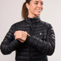 Close-up of stretch inner cuffs on Mac in a Sac Nova women’s Jet Black jacket
