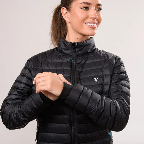Close-up of stretch inner cuffs on Mac in a Sac Nova women’s Jet Black jacket
