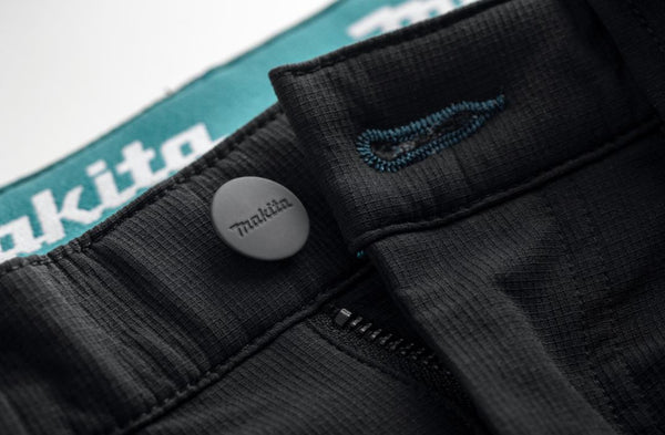 Makita Onyx Stretch Trousers MK304M slim fit work trousers with holster pockets button detail