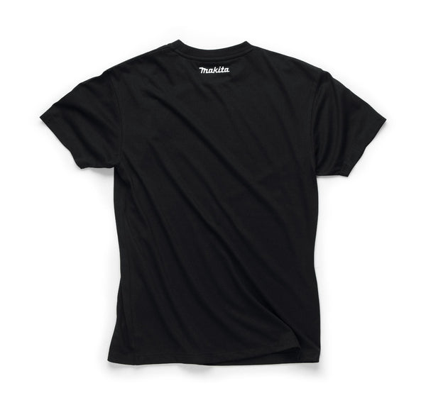 Black t-shirt with Makita logo on a white background