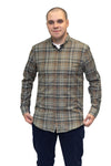 Mineral Men’s Justin Check Shirt in green – smart casual long sleeve shirt with logo embroidery