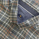 Close-up of Mineral Justin Check Shirt neckline green