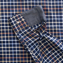 Close-up of Mineral Justin Check Shirt navy cuff