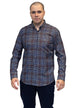 Mineral Men’s Justin Check Shirt in navy – cotton rich long sleeve with button-down collar