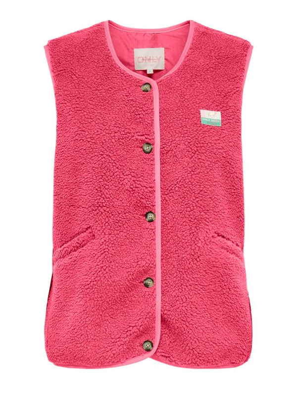 ONLY Baby Teddy Vest women’s sleeveless recycled polyester teddy gilet