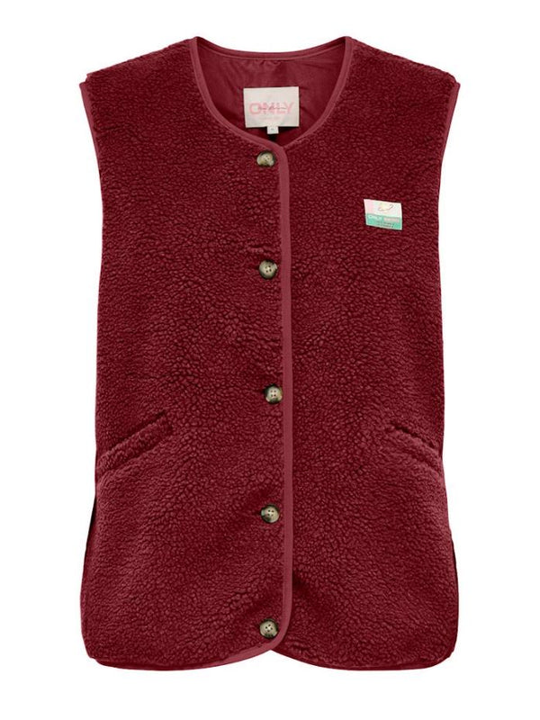 ONLY Baby Teddy Vest women’s sleeveless recycled polyester teddy gilet