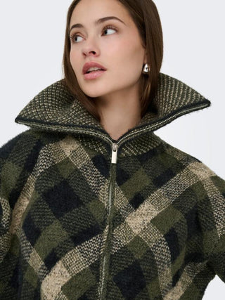 ONLY ONLMAROON Forest Night cardigan high collar and zip detail