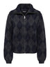ONLY ONLMAROON women’s zip collar cardigan in Night Sky check, front view