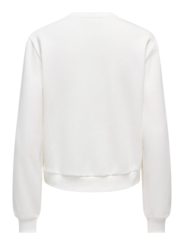 Cloud Dancer white ONLY ONLDA Christmas sweatshirt with plain back
