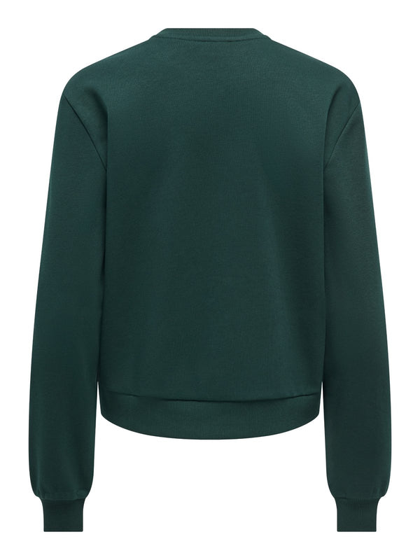 Pine green ONLY ONLDA Christmas sweatshirt showing plain back
