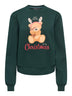 Pine green ONLY ONLDA Christmas sweatshirt with festive reindeer teddy bear print
