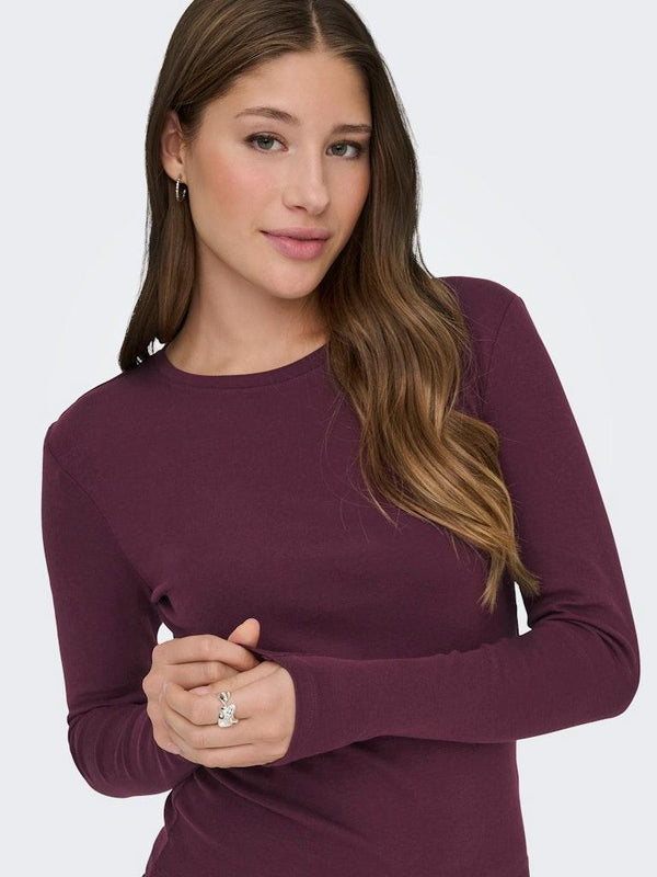 ONLY Riley Long Sleeve Tight Fit Top | Womens Organic Cotton - Borderland Muff