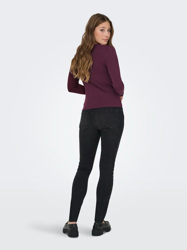 ONLY Riley Long Sleeve Tight Fit Top | Womens Organic Cotton - Borderland Muff
