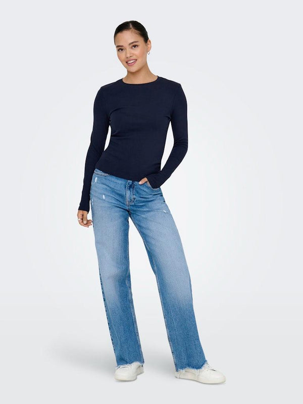 ONLY Riley Long Sleeve Tight Fit Top | Womens Organic Cotton - Borderland Muff