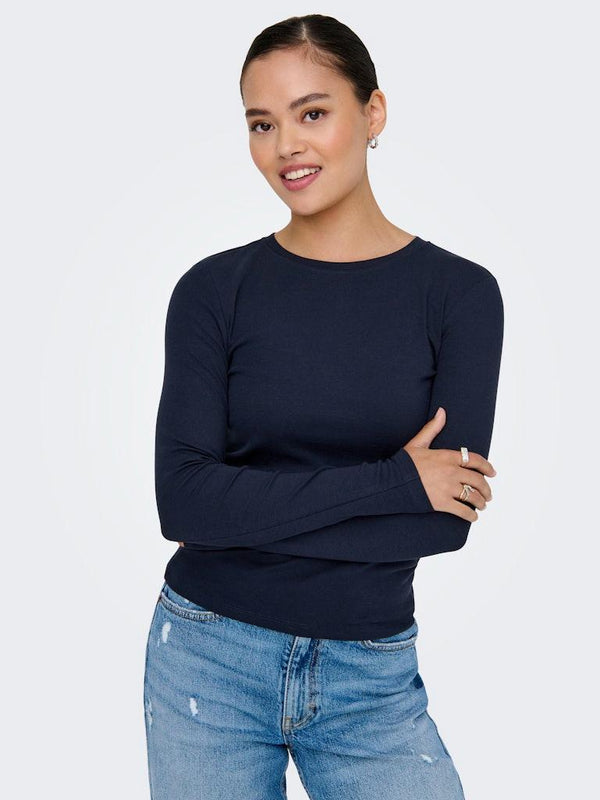 ONLY Riley Long Sleeve Tight Fit Top | Womens Organic Cotton - Borderland Muff