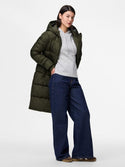 PIECES PCBEE hooded puffer jacket in Forest Green