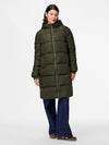 PIECES PCBEE New Long Puffer Jacket in Forest Green