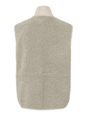 Back view of PIECES Katty sleeveless teddy fleece gilet in Birch
