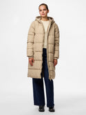 Women’s PIECES long padded winter coat in Mink