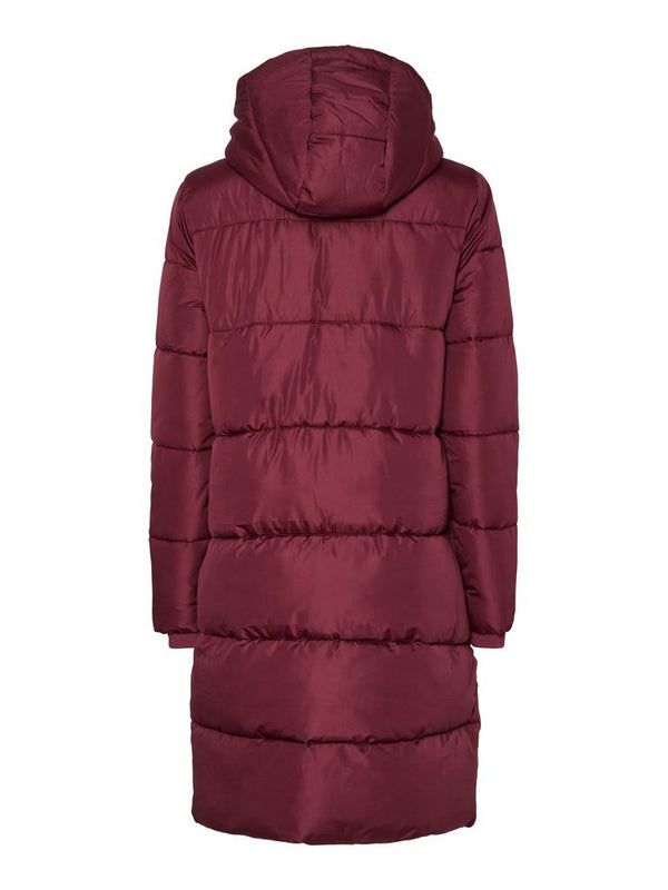 Back view of PIECES PCBEE long puffer coat in Tawny Port