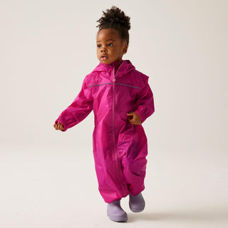 Waterproof children's rain suit with taped seams in pink