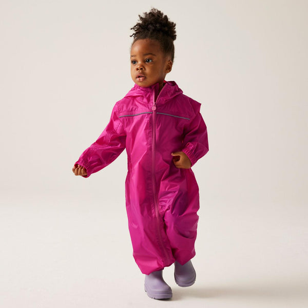 Waterproof children's rain suit with taped seams in pink