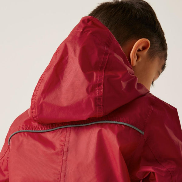 Kids waterproof paddle suit with hood and reflective trim