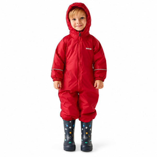 Regatta Splosh III RKP155 Pepper kids waterproof suit front view