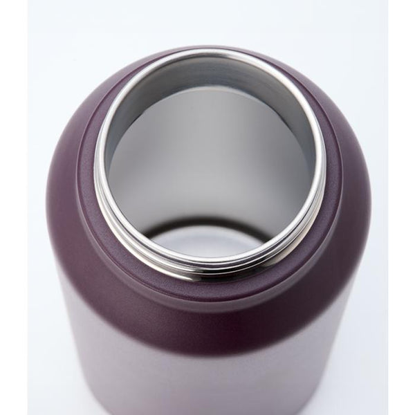Smidge 1.2L berry insulated bottle showing wide stainless steel opening