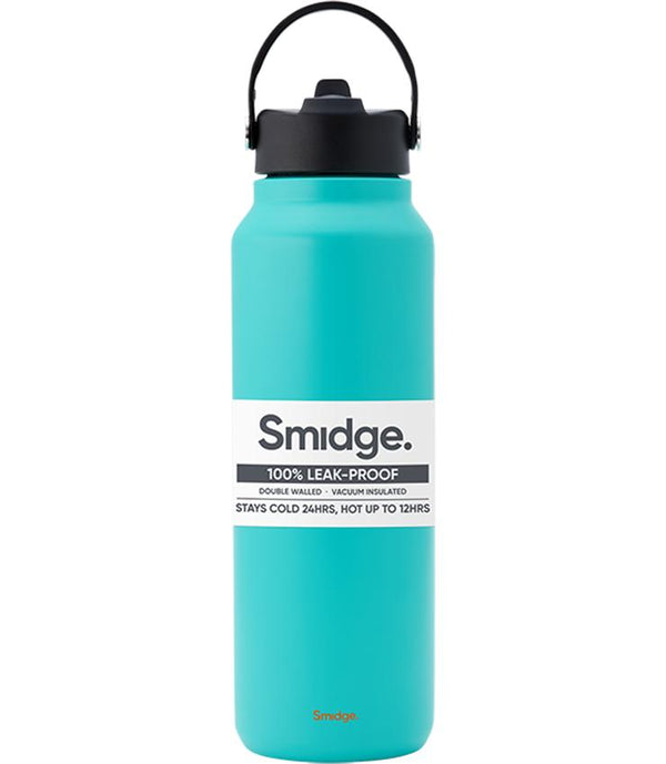 Smidge 1.2L aqua insulated water bottle with leakproof straw lid