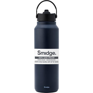 Smidge 1.2L navy insulated water bottle with black carry handle lid