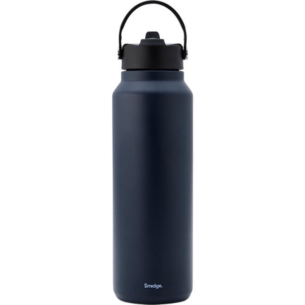 Smidge 1.2L navy insulated water bottle with black carry handle lid