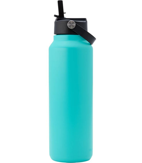 Smidge 1.2L aqua insulated water bottle with straw drinking lid open