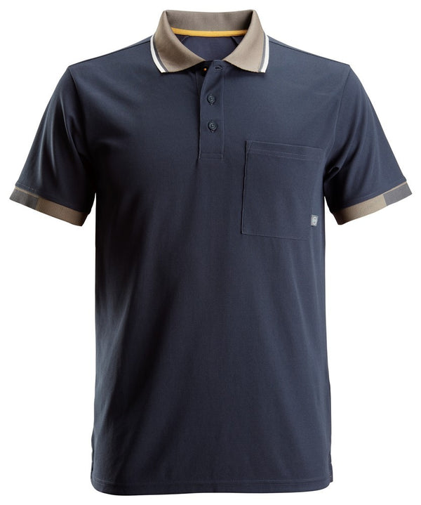 Snickers Workwear AllroundWork 37.5® Short Sleeve Polo Shirt in Navy – cooling moisture-wicking work polo with chest pocket