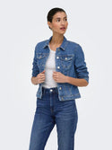 Womens Denim Jacket Blue | ONLY Wonder Short Fit Ireland - Borderland Muff
