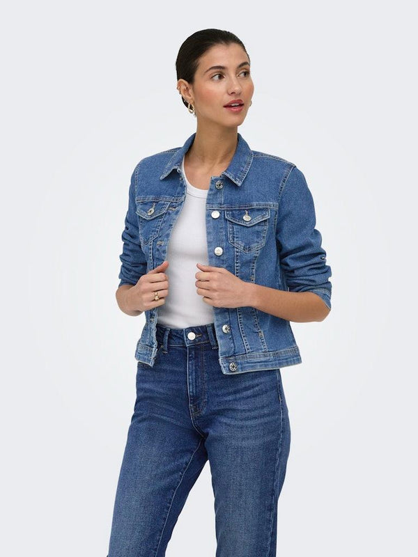 Womens Denim Jacket Blue | ONLY Wonder Short Fit Ireland - Borderland Muff