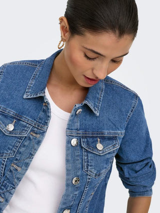 Womens Denim Jacket Blue | ONLY Wonder Short Fit Ireland - Borderland Muff