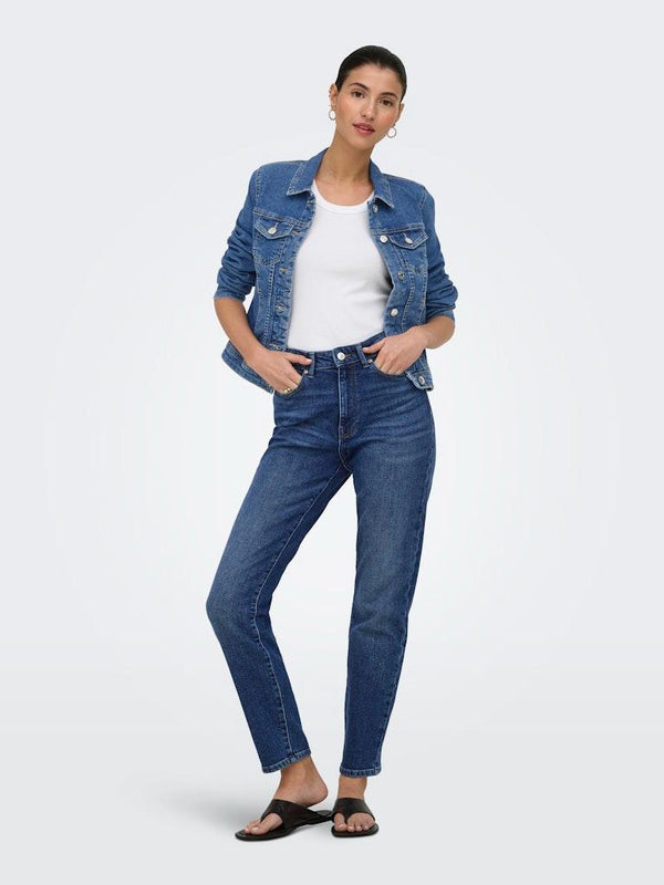 Womens Denim Jacket Blue | ONLY Wonder Short Fit Ireland - Borderland Muff