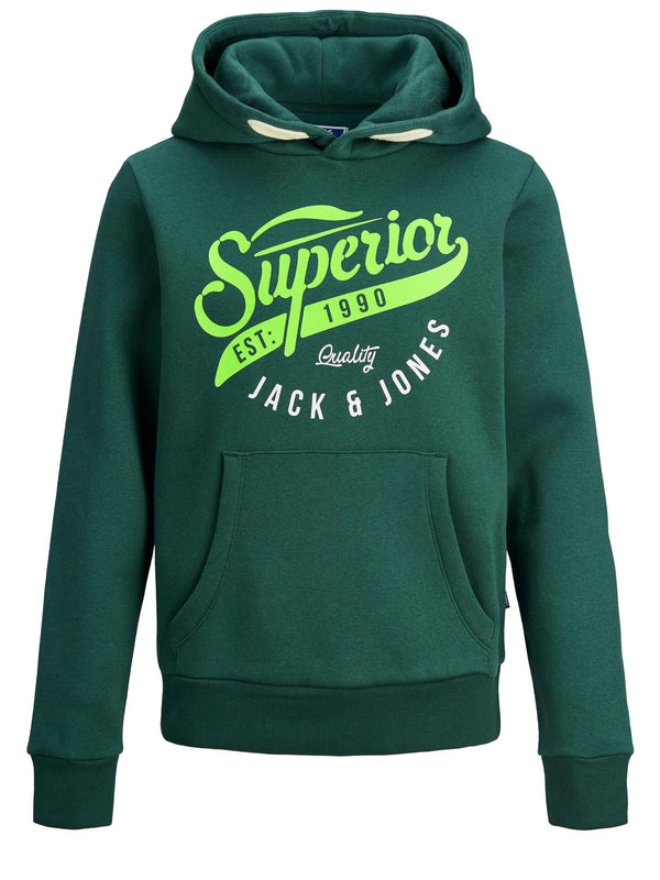 Jack & Jones JJELOGO2 Boys Hoody -GREEN