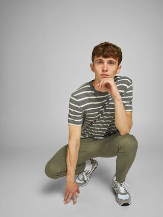 Jack & Jones Mens Marco Bowie Slim Fit Smart Casual Chino Trouser -OLIVE - Borderland Muff