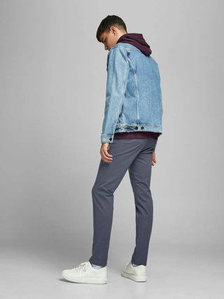 Jack & Jones Mens Marco Bowie Slim Fit Smart Casual Chino Trouser -ASPHALT - Borderland Muff