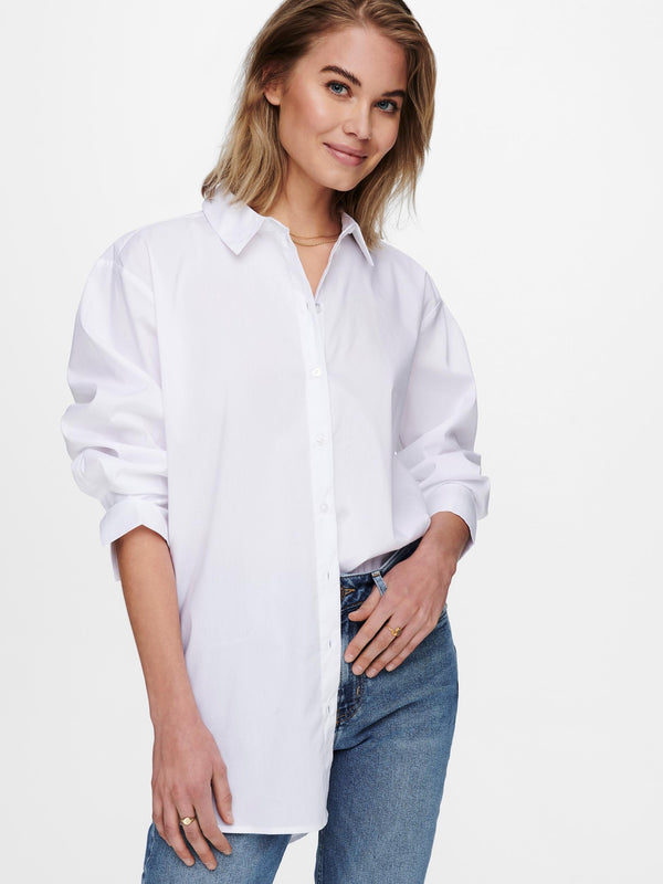 Jacqueline De Yong MIO Long Shirt -WHITE