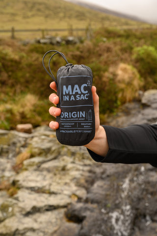 Mac in a Sac Adults Waterproof Breathable Windproof Unisex Origin Packable Jacket-BLACK