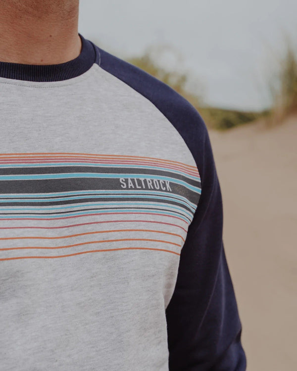 Saltrock Mens Retro Stripe Sweatshirt -GREY
