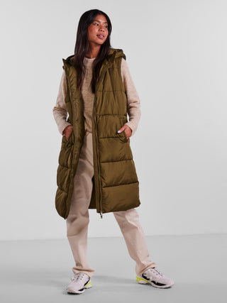 Pieces BEE Long Bodywarmer -OLIVE