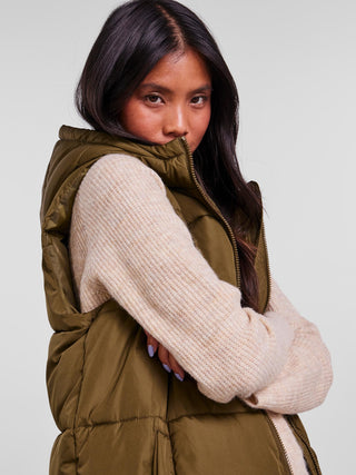 Pieces BEE Long Bodywarmer -OLIVE