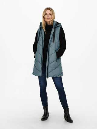 Jacqueline De Yong SKYLAR Long Bodywarmer -STORMY