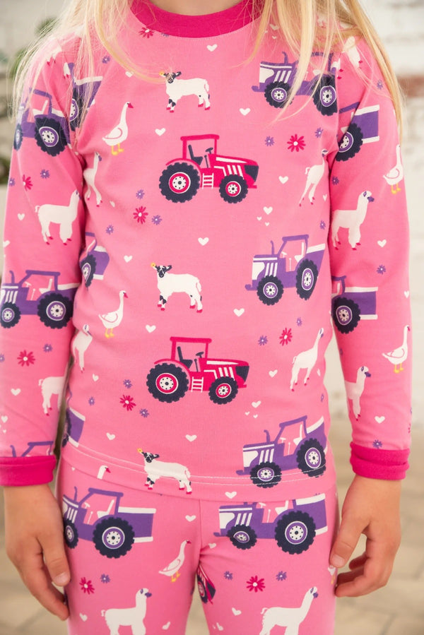 Lighthouse Kids Tractor Pyjamas -PINK
