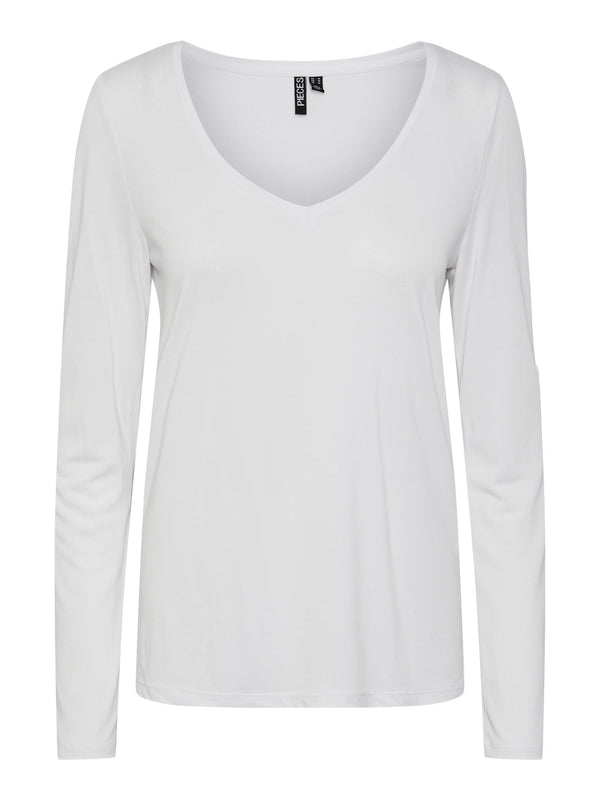 Pieces KAMAL Long Sleeve Top-WHITE
