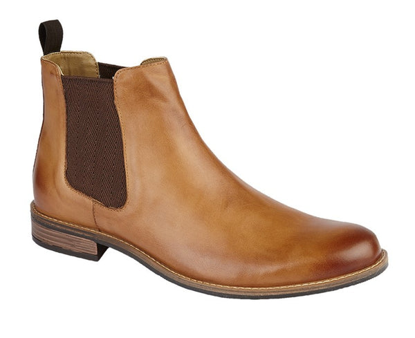 Roamers M163 Leather Slip On Boot-TAN